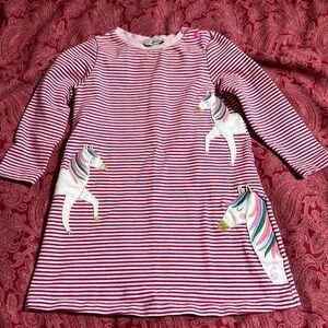 JOULES girls pink striped dress with pony fabric accents. Size 2